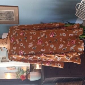 Belle Rive Gold Mustard Floral Ruffle Long Sleeve Dress